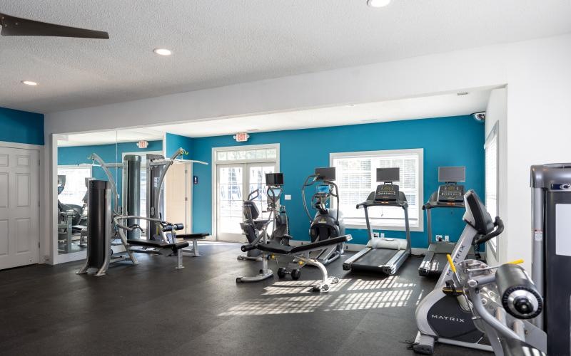 a room with exercise equipment