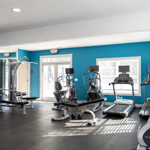 a room with exercise equipment