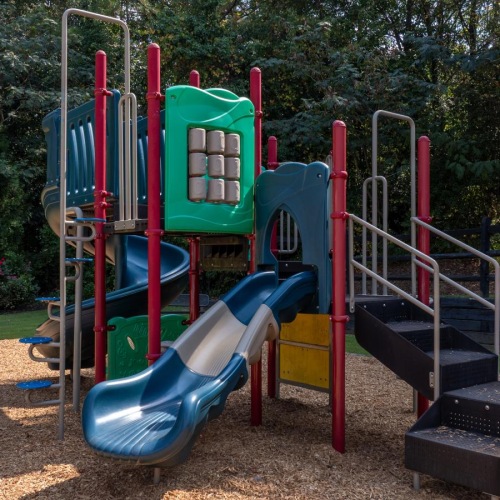 a playground with a slide